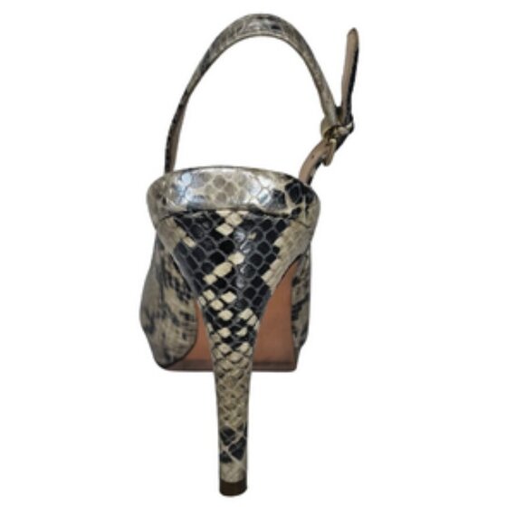 Cole Haan (NIKEAIR) Snakeskin Embossed Leather Slingback Platform Heels Sz 7.5M - Picture 4 of 8